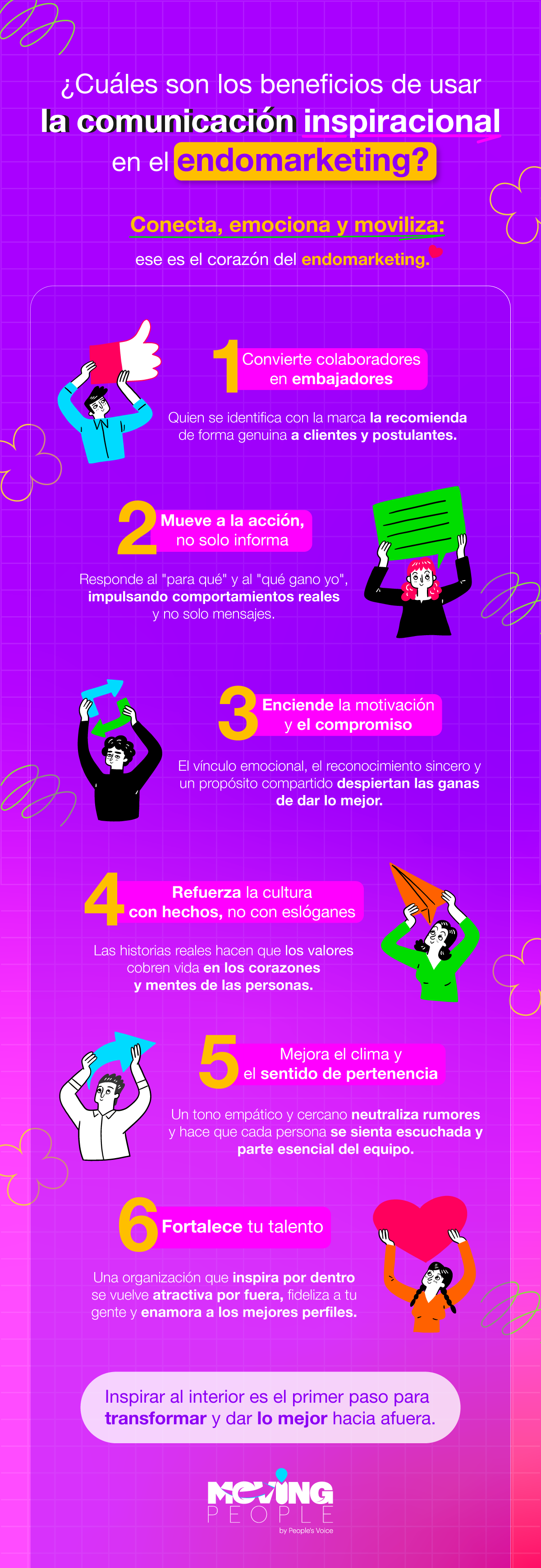 ¿Cuáles son los beneficios de usar la comunicación inspiracional en el endomarketing?